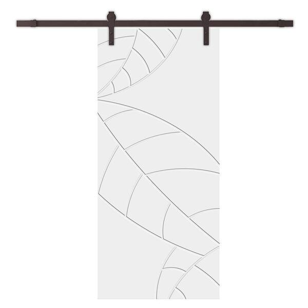 CALHOME 30 in. x 80 in. White Stained Composite MDF Paneled Interior Sliding Barn Door with Hardware Kit