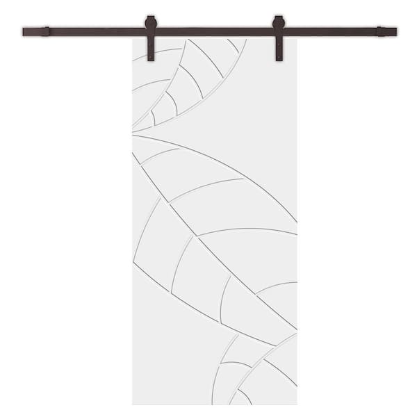 CALHOME 42 in. x 84 in. White Stained Composite MDF Paneled Interior Sliding Barn Door with Hardware Kit