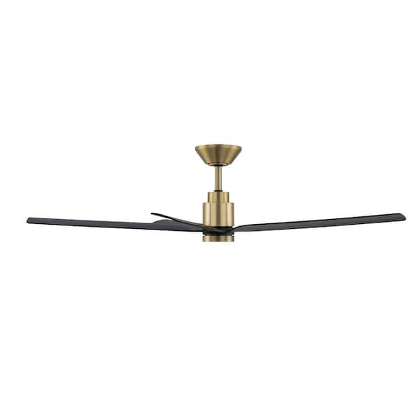 Smooth 5-56 in. Smart Indoor/Outdoor Soft Brass/Matte Black Ceiling Fan Selectable CCT Integrated LED with Remote