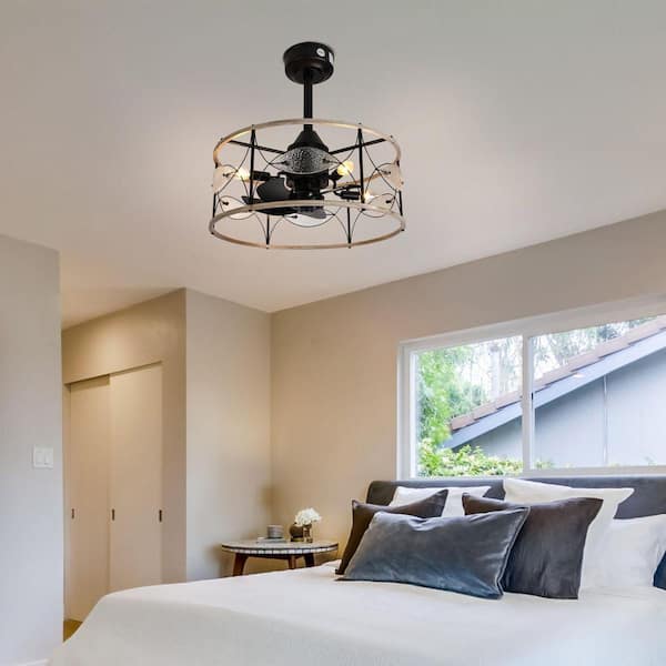 Indoor Black Farmhouse Ceiling Fan with Light Kit and Remote Control Included