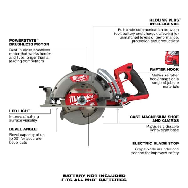 M18 FUEL 18V Lithium-Ion Cordless 7-1/4 in. Rear Handle Circular Saw  (Tool-Only)