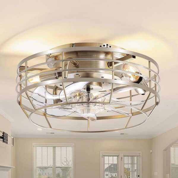 Sampson 12 in. 3-Light Indoor Satin Nickel Small Ceiling Fan with Light Kit and Remote Included