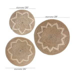 Seagrass Brown Handmade Basket Plate Wall Decor (Set of 3)