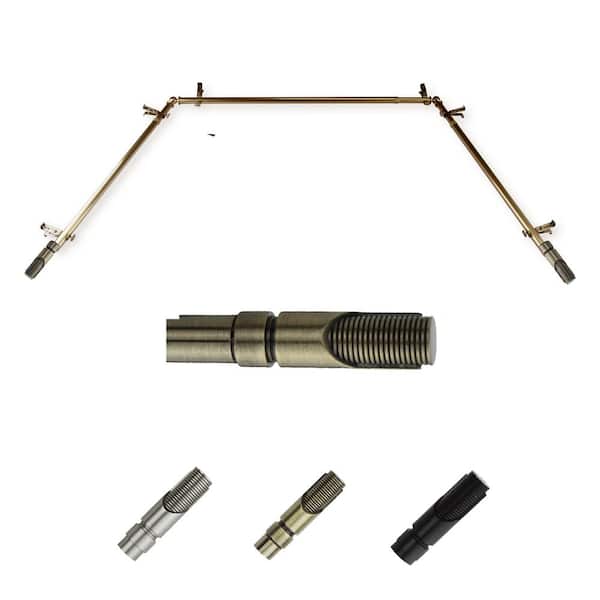 EMOH 13/16" Dia Adjustable 20"-36", 38"-72" Bay Window Curtain Rod with Witz Finials in Antique Brass