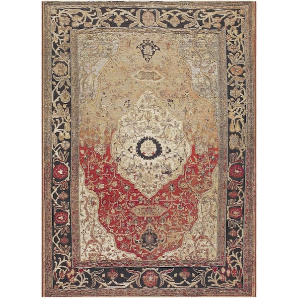 Warsaw Red/Beige Traditional 5 ft. x 7 ft. Indoor/Outdoor Area Rug