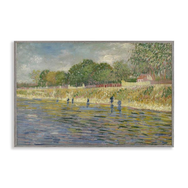 Stupell Industries Classic Van Gogh River Landscape by one1000paintings Gray Framed Nature Giclee Art Print 12 in. x 18 in.