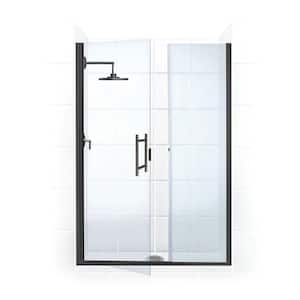 Illusion 56 in. to 57.25 in. x 70 in. Semi-Frameless Hinged Shower Door w/ Inline Panel in Matte Black and Clear Glass