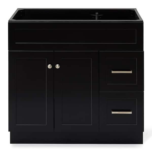 ARIEL Hamlet 36 in. W x 21.5 in. D x 34.5 in. H Freestanding Bath Vanity Cabinet without Top in Black