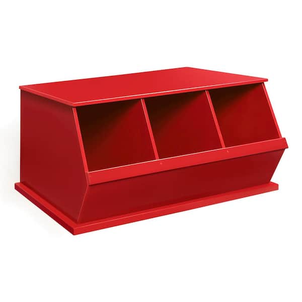 Badger Basket 37 in. W x 17 in. H x 19 in. D Red Stackable 3-Storage  Cubbies 09775 - The Home Depot