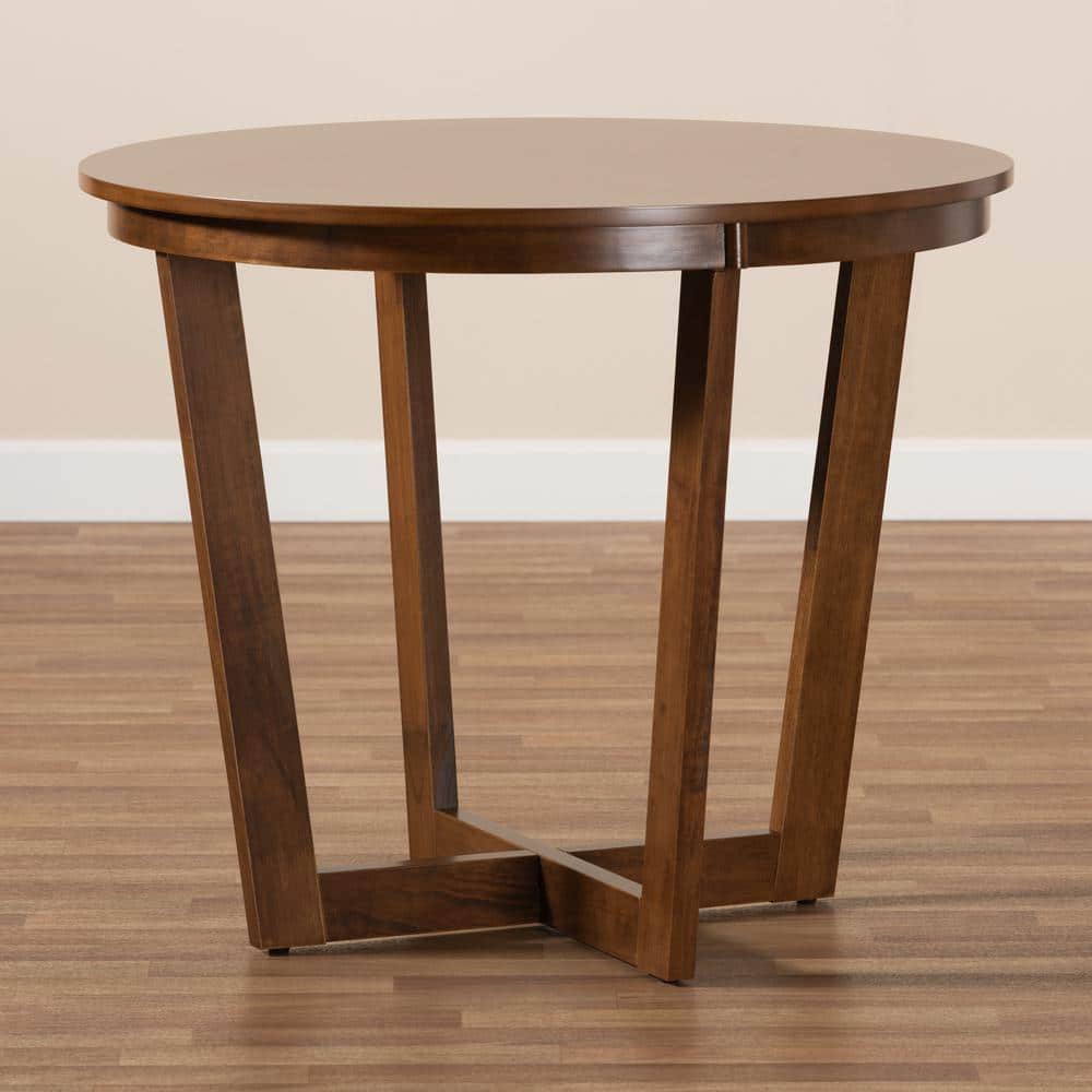 Alayna 36" Round Walnut Wood Contemporary Dining Table
