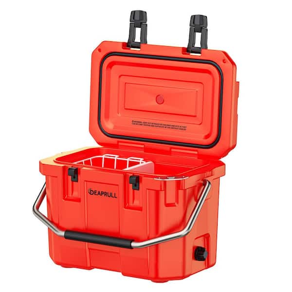 Denjol Red 30 qt. Portable Chest Cooler with Lid Lock Handle, Double Latches and Bottle Opener-Keeps Ice Up to More Days