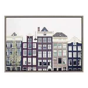 Sylvie "Townhouses" by Caroline Mint Framed Canvas Wall Art 23 in. x 33 in.