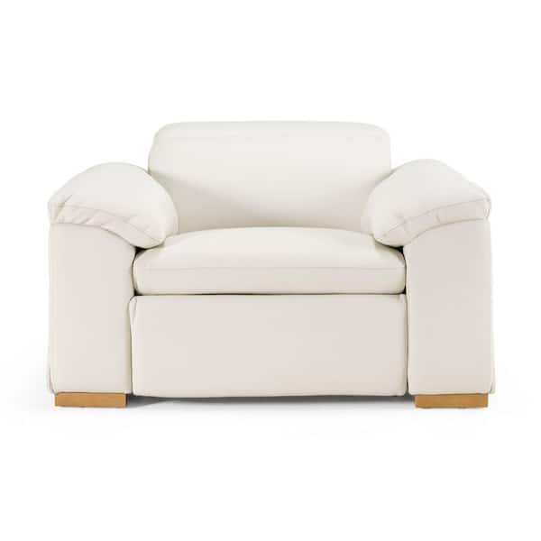Divani Casa Gregory-Modern Off-White Leather Recliner Chair