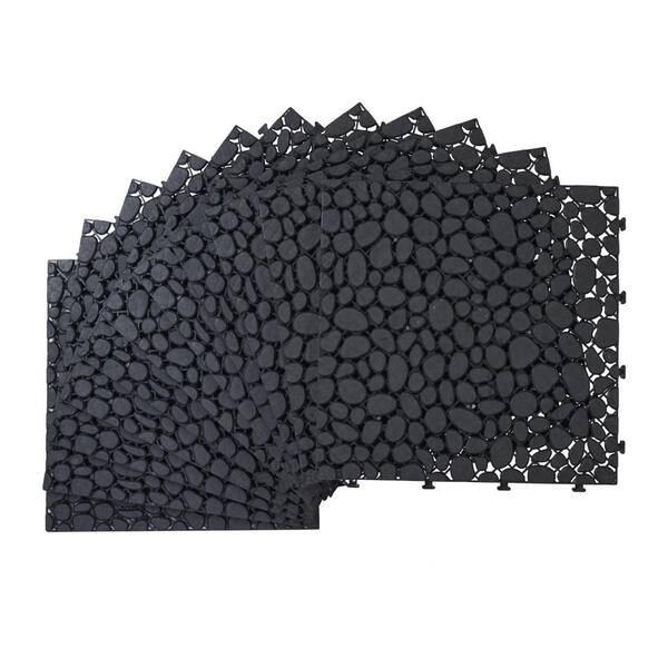 Tidoin Outdoor 1 ft. x 1 ft. Composite Deck Tile in Black (60 Per Box)