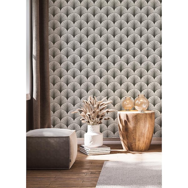 Grey Black Amari Peel and Stick Wallpaper Sample