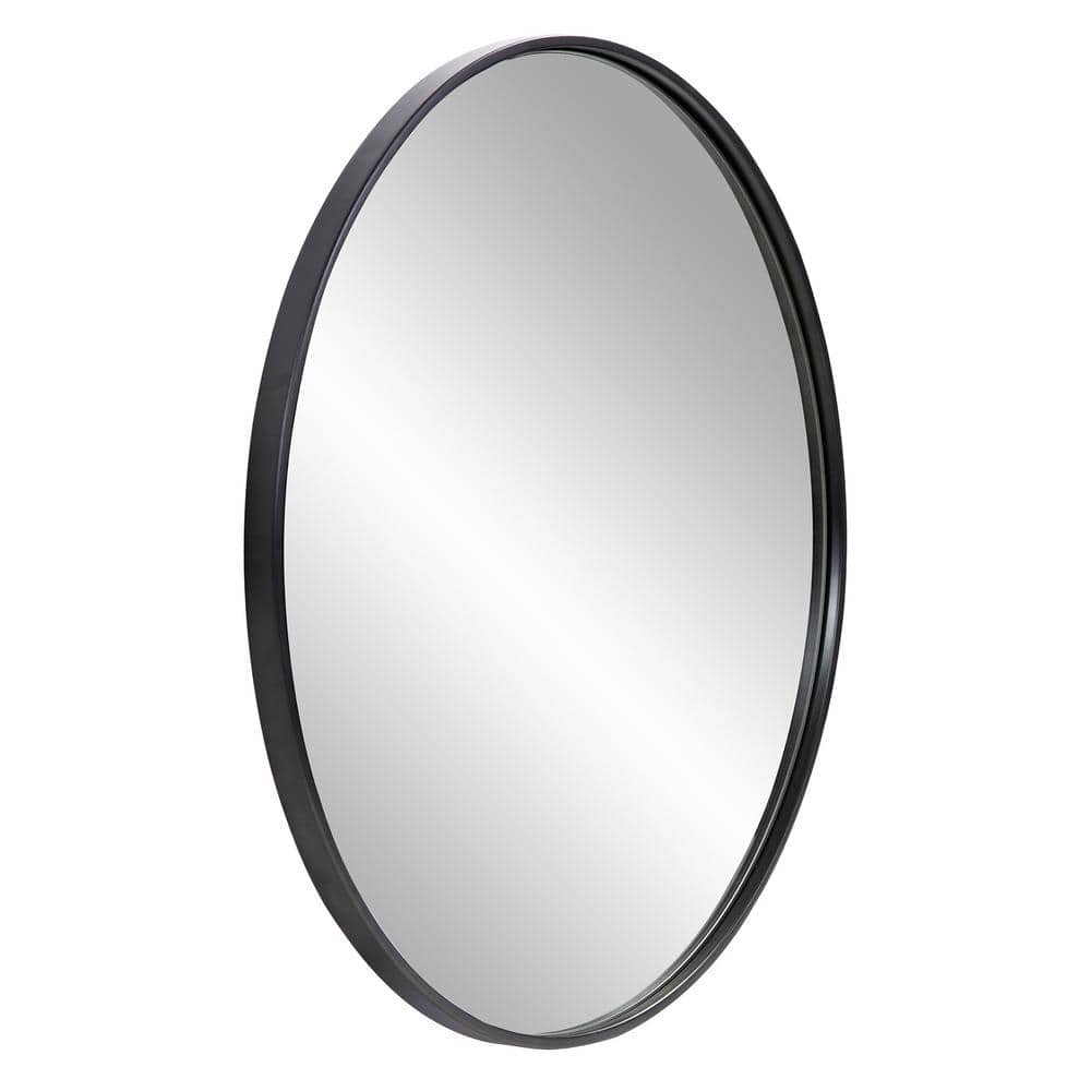 Copenhagen Round Brushed Black Stainless Steel Vanity Mirror 30"
