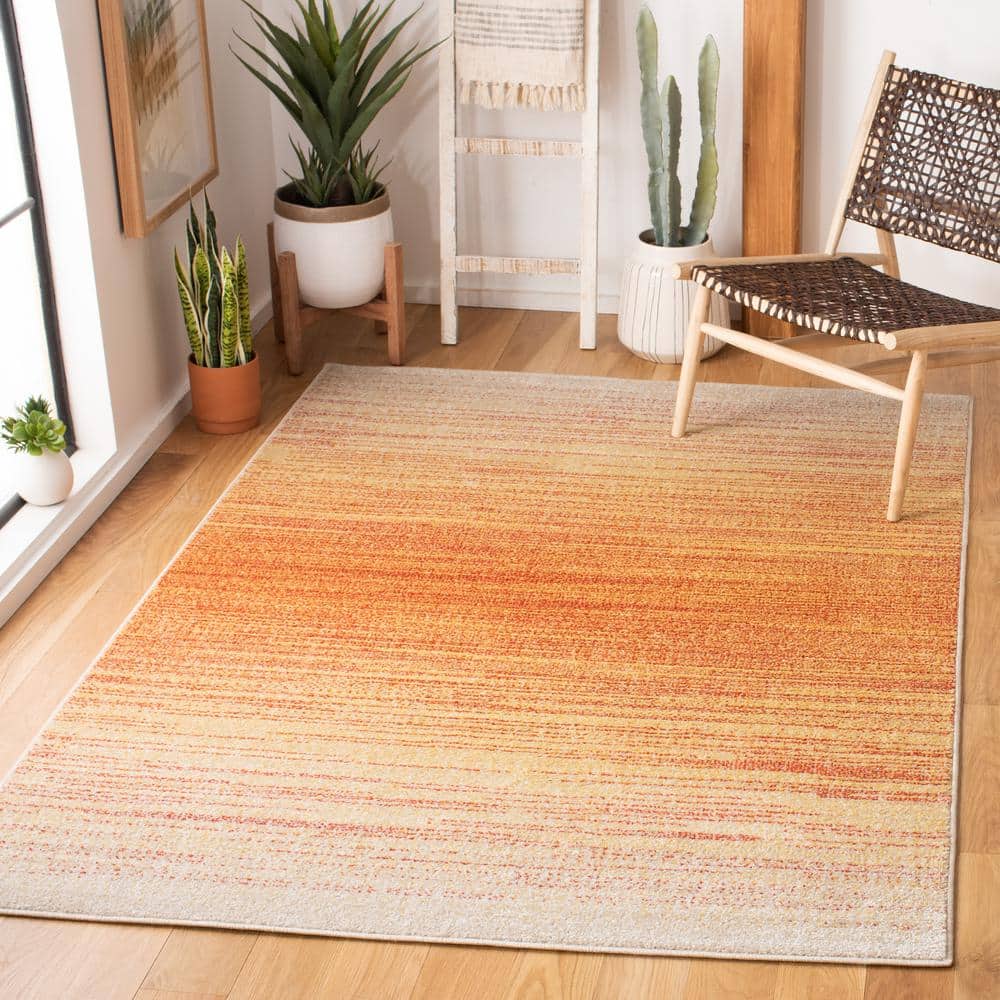 Adirondack 8' x 10' Orange and Red Synthetic Area Rug