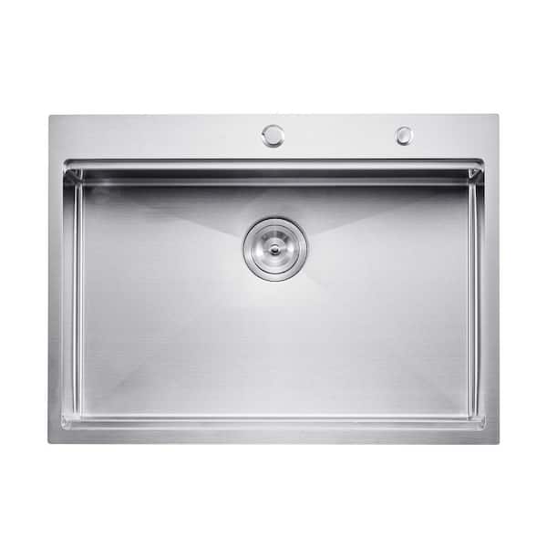 16 Gauge Brushed Chrome Stainless Steel 30 in. x 22 in. Drop-In Bar Sink