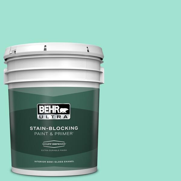 BEHR ULTRA 5 gal. #P430-2 Aqua Wish Extra Durable Semi-Gloss Enamel Interior Paint & Primer