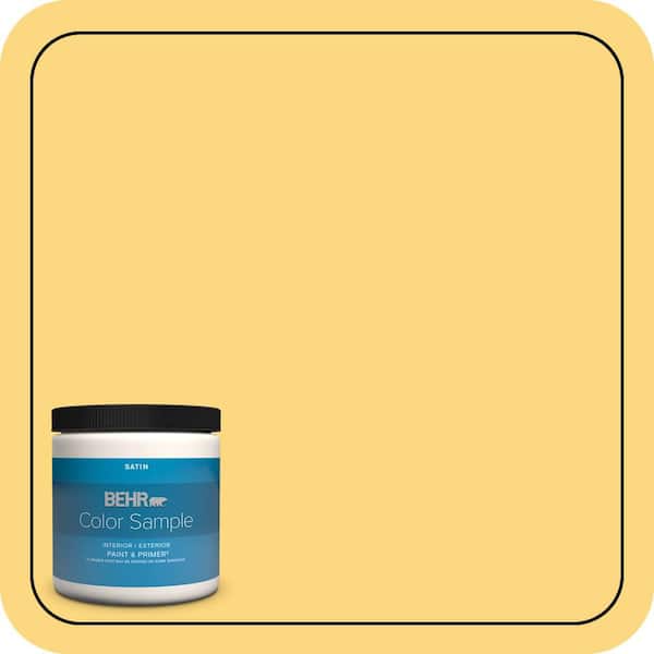 BEHR PREMIUM PLUS 8 oz. #350B-6 Wildflower Honey Satin Enamel Interior/Exterior Paint & Primer Color Sample