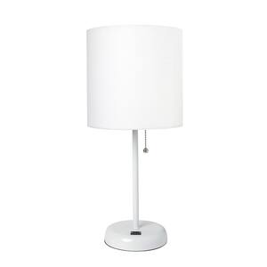 19.5 in. White Stick Lamp with USB Charging Port