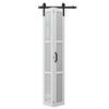 ARK DESIGN 25 in. x 84 in. 3-Lite Tempered Frosted Glass White Finished MDF Glass Bi-Fold Sliding Barn Door with Hardware Kit BF-BD-3G-25P