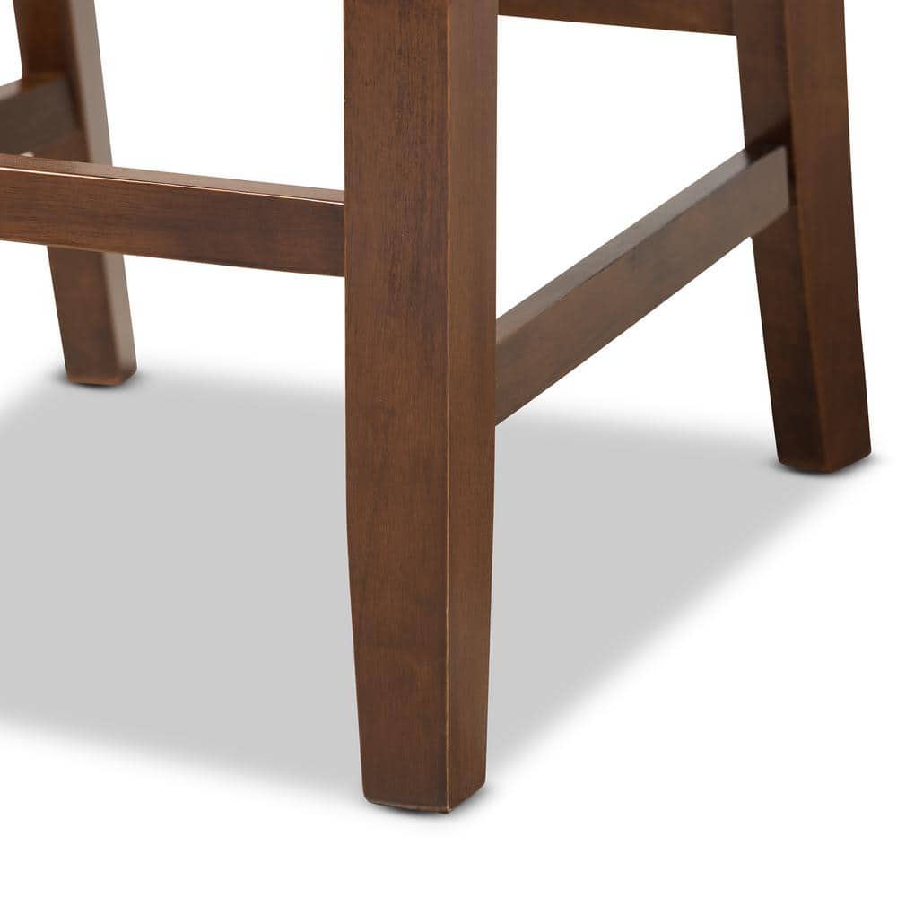 Lenoir Grey Fabric and Walnut Wood Counter Stools, Set of 2