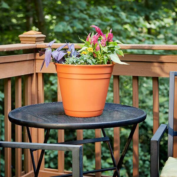 12.5-in x 10.5-in Terra Cotta Clay Planter with Drainage Holes at