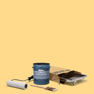 1 gal. #P280-4 Surfboard Yellow Extra Durable Satin Enamel Interior Paint and 5-Piece Wooster Set All-in-One Project Kit