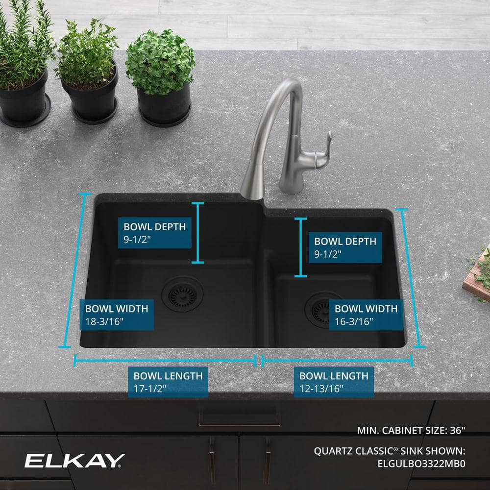 Matte Black Quartz Double Bowl Undermount Sink
