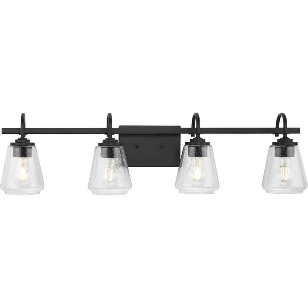 Progress Lighting Martenne 31.87 In. 4-light Matte Black Vanity Light 