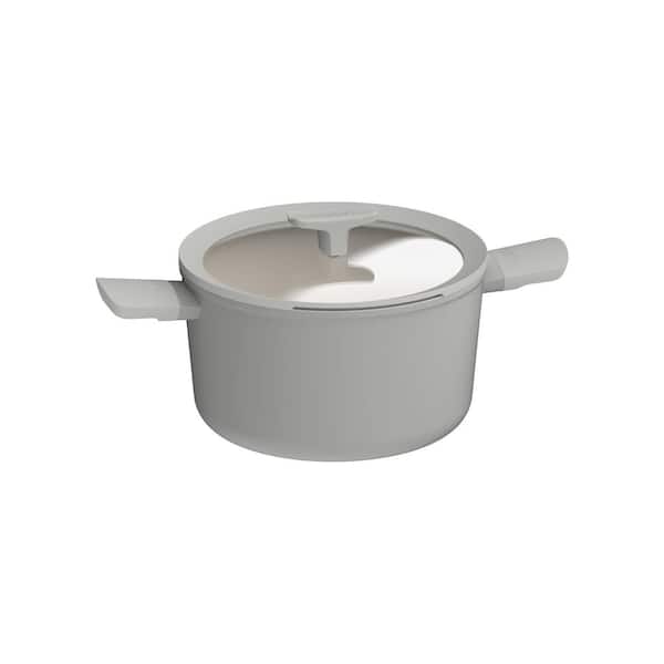 BergHOFF Balance 10 in., 5.8 qt. Aluminum Nonstick Ceramic Stockpot in Moonmist with Glass Lid