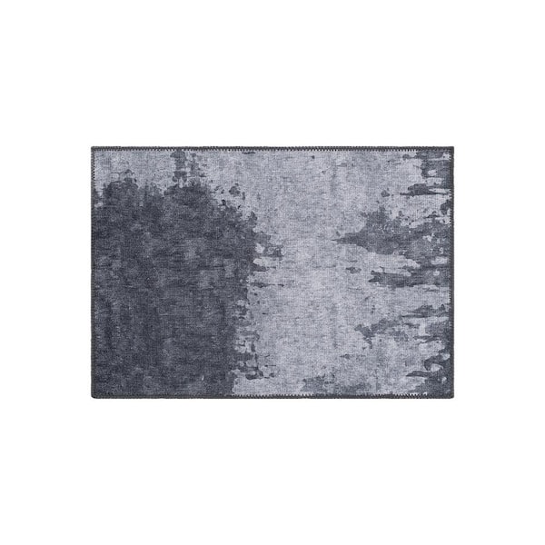 World Rug Gallery Gray 2 ft. 1 in. x 3 ft. Distressed Abstract Machine Washable Area Rug