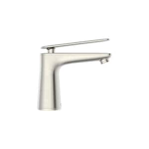 Aspirations Single Handle Deck Mount Bathroom Faucet with Drain in Brushed Nickel