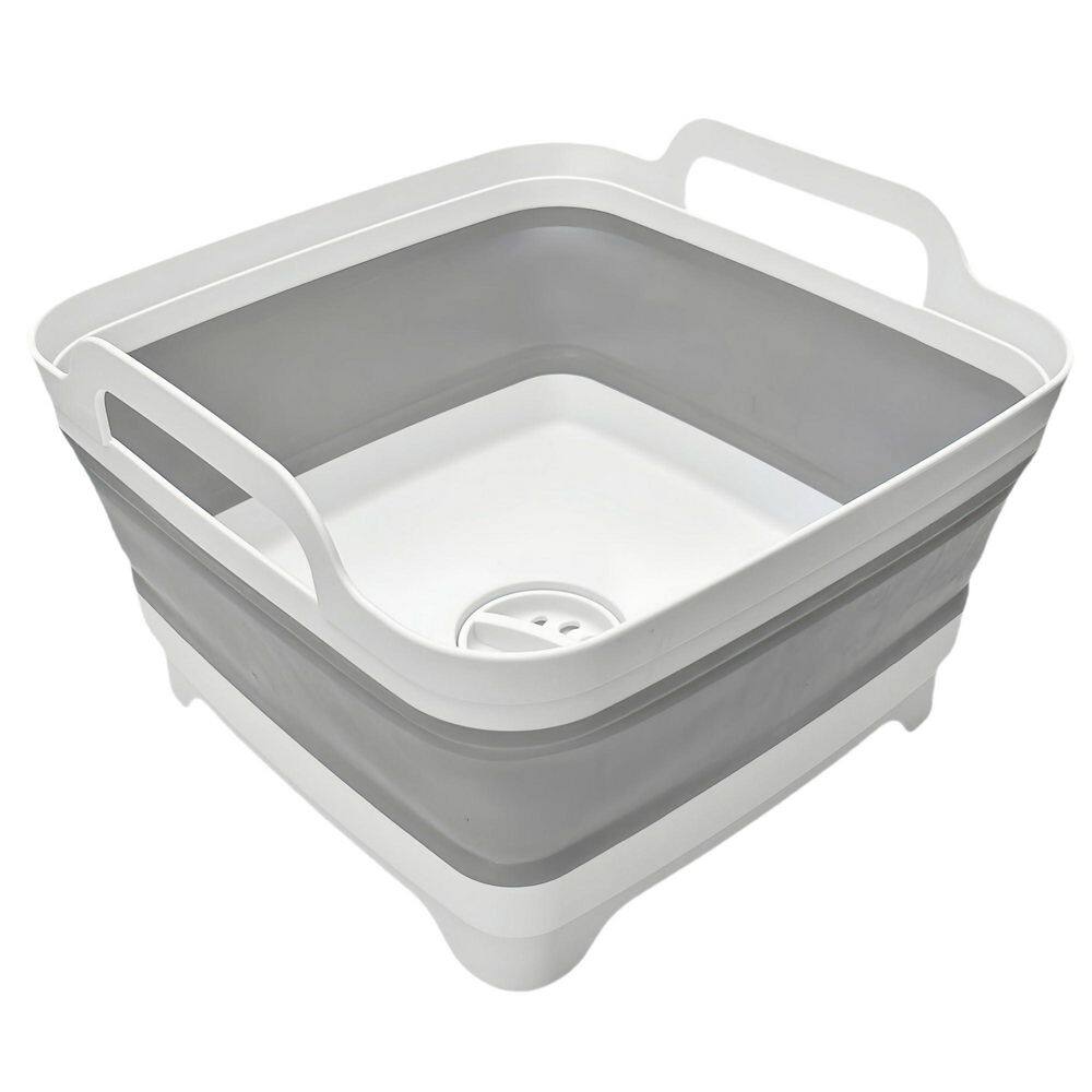 7.8 in. H x 12 in. W x 12 in. D Gray Wash Basin, Foldable Dish Tub with Drain Plug, Portable Collapsible Dish Basin price history on PriceWatchPro