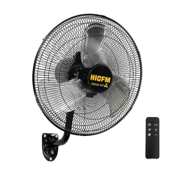 18 in. Black BLDC Wall Mount Fan, 9-Speed Quiet Oscillating Fan Magnetic Remote for Warehouse/Bedroom/Commercial Use