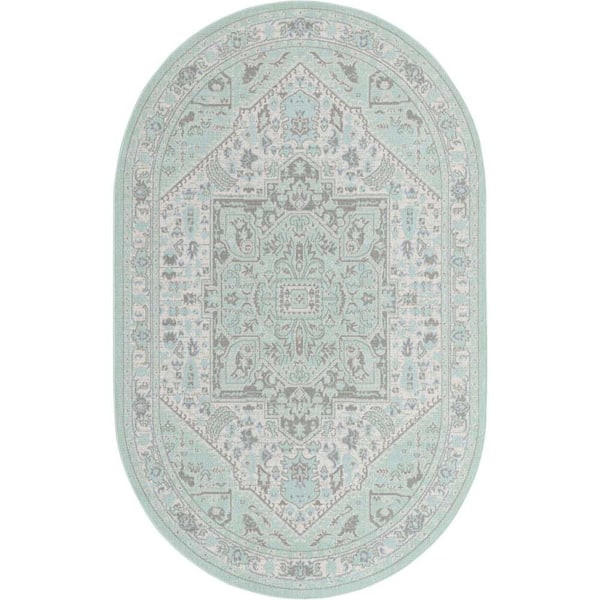 Unique Loom Whitney Milano Mint 5 ft. 3 in. x 8 ft. Area Rug