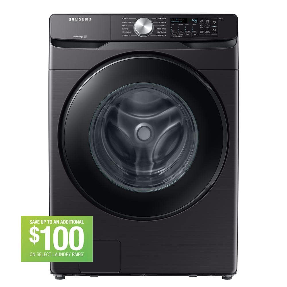 5.1 cu.ft. Extra-Large Capacity Smart Front Load Washer with Vibration Reduction Technology+ in Brushed Black