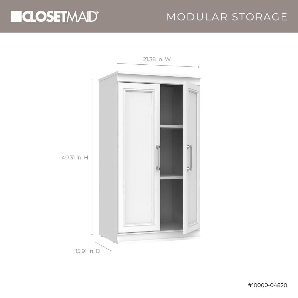 White Laminate 3-Shelf Office Storage Cabinet with Adjustable Shelving