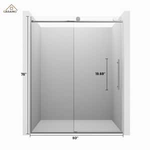 60 in. W x 76 in. H Sliding Frameless Shower Door in Chrome Finish with Soft-closing and Tempered Clear Glass