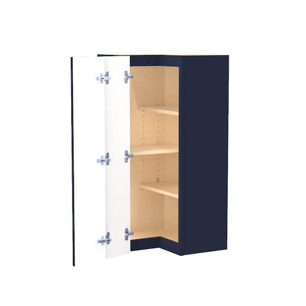 Home Decorators Collection Franklin 21 in. W x 21 in. D x 42 in. H Assembled Plywood Wall Kitchen Corner Cabinet in Vessel Blue with Shelves