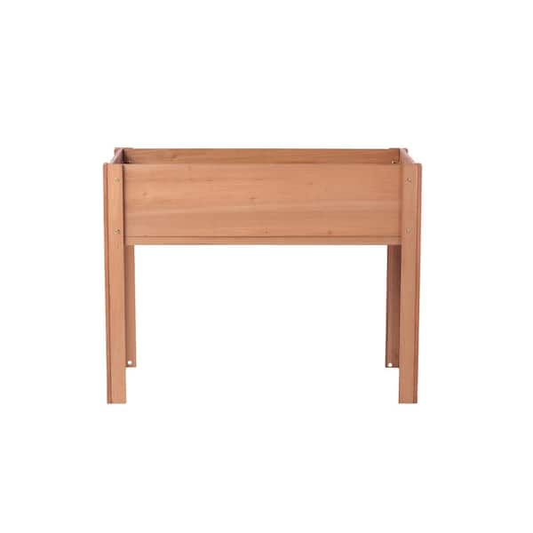 Unbranded 40 in. Fir Wood Rectangle Raised Planter with Legs Wooden Planter for Outdoor Planting Flowers, Vegetables