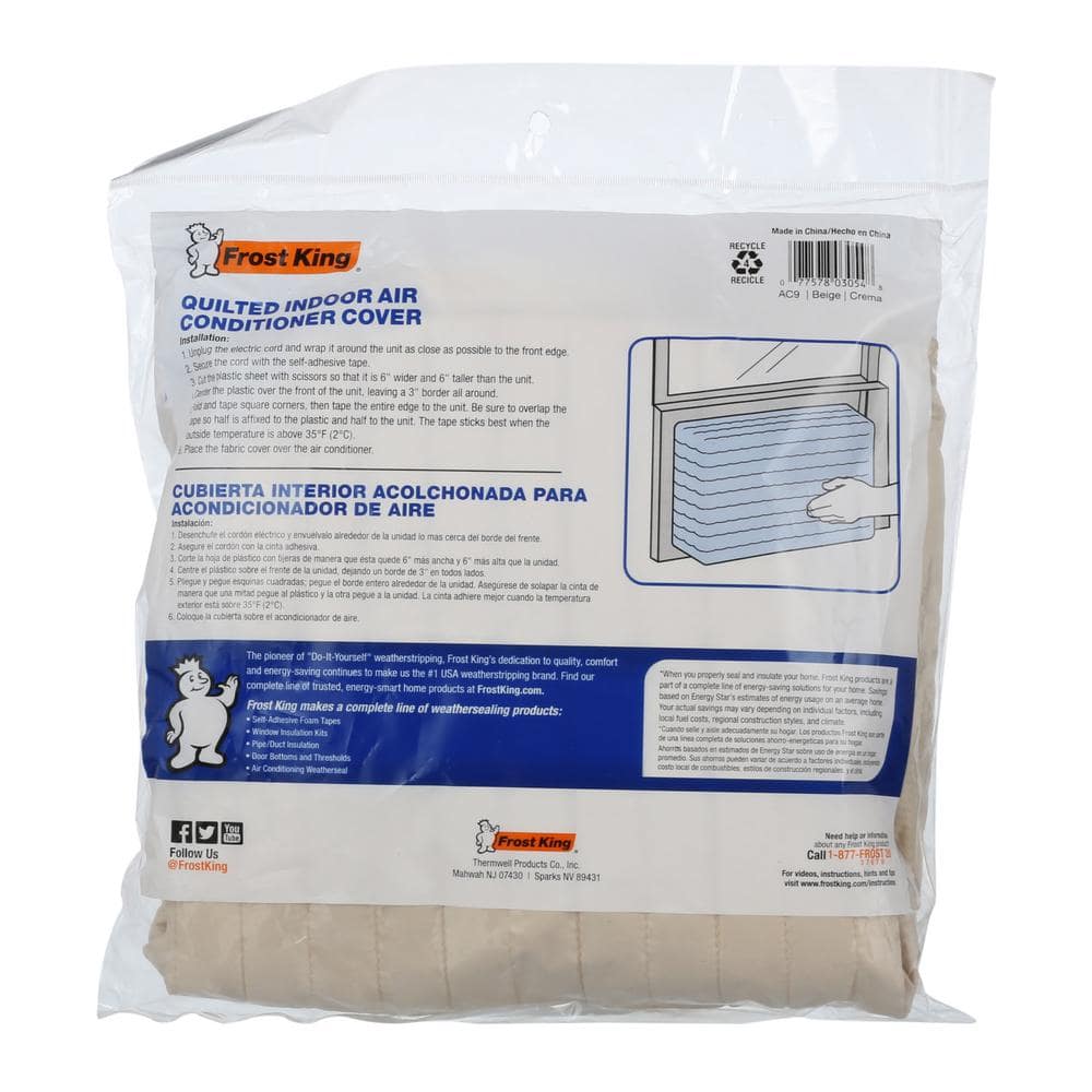 Tan Quilted Fabric Air Conditioner Cover with Plastic Liner