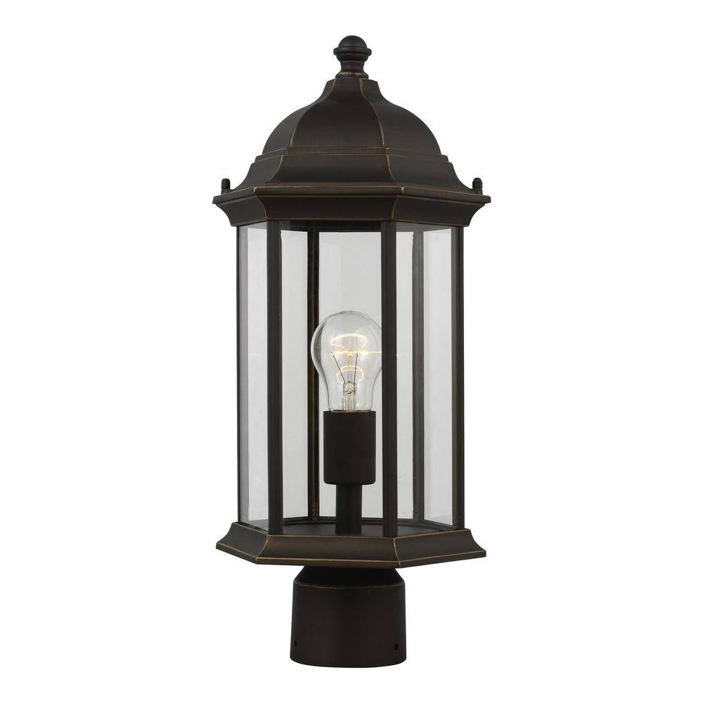 Antique Bronze Outdoor Post Lantern with Clear Glass Shade