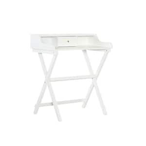 Canyon Folding 30 in. Rectangular White Wood 1-Drawer Writing Desk with Storage