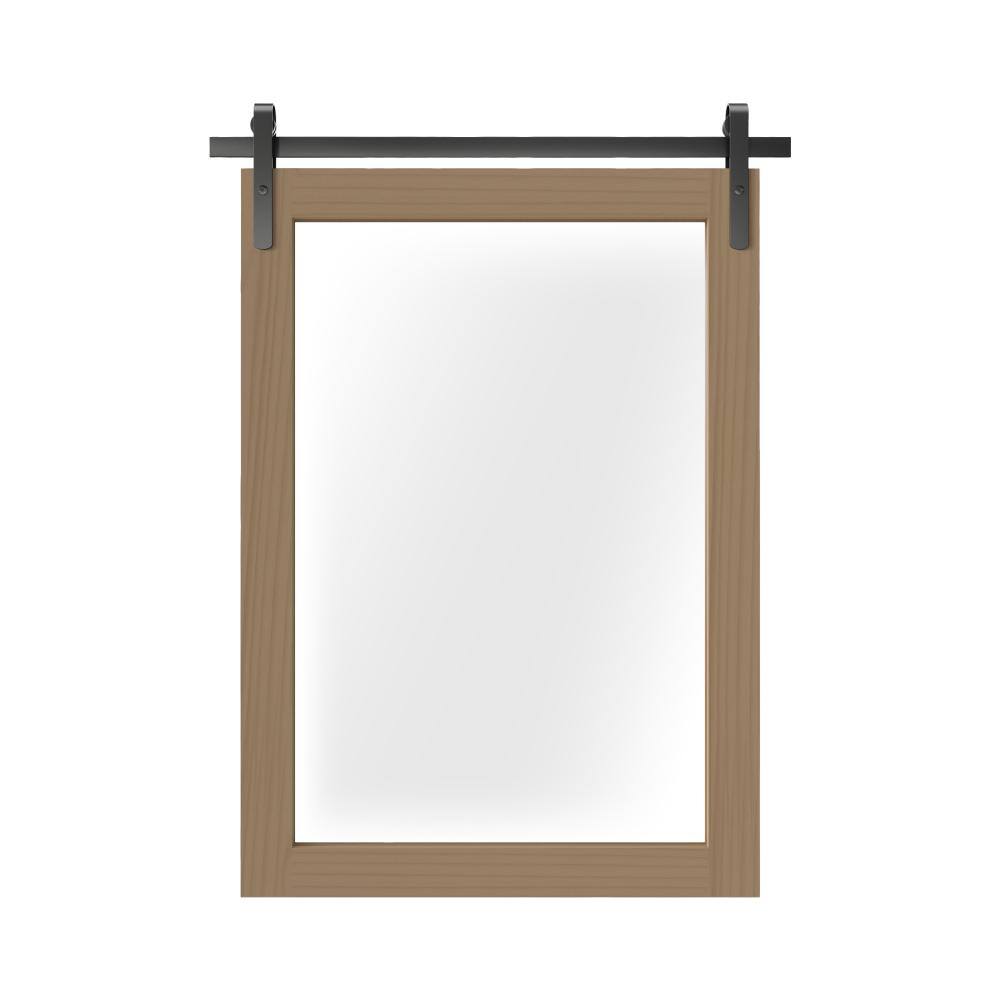 22 in. W x 30 in. H Medium Rectangle Mirror Wood Framed Wall Mirror Bathroom Mirror Vanity Mirror in Light Brown