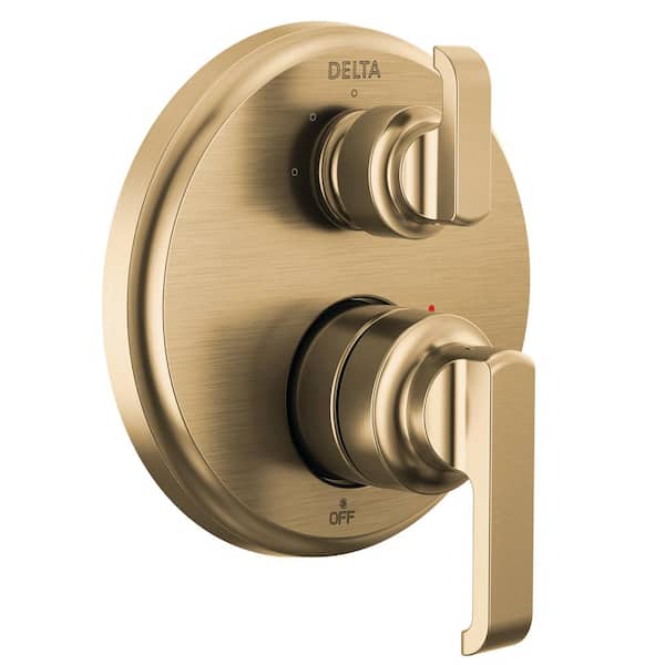 Delta Tetra Gold 2-Handle Wall-Mount Valve Trim Kit 3-Setting Int. Div. in Lumicoat Champagne Bronze (Valve Not Included)