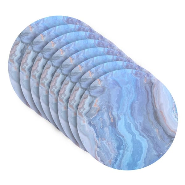 Marble 15 in. x 15 in. Navy Blues Cork Placemat (Set of 8)