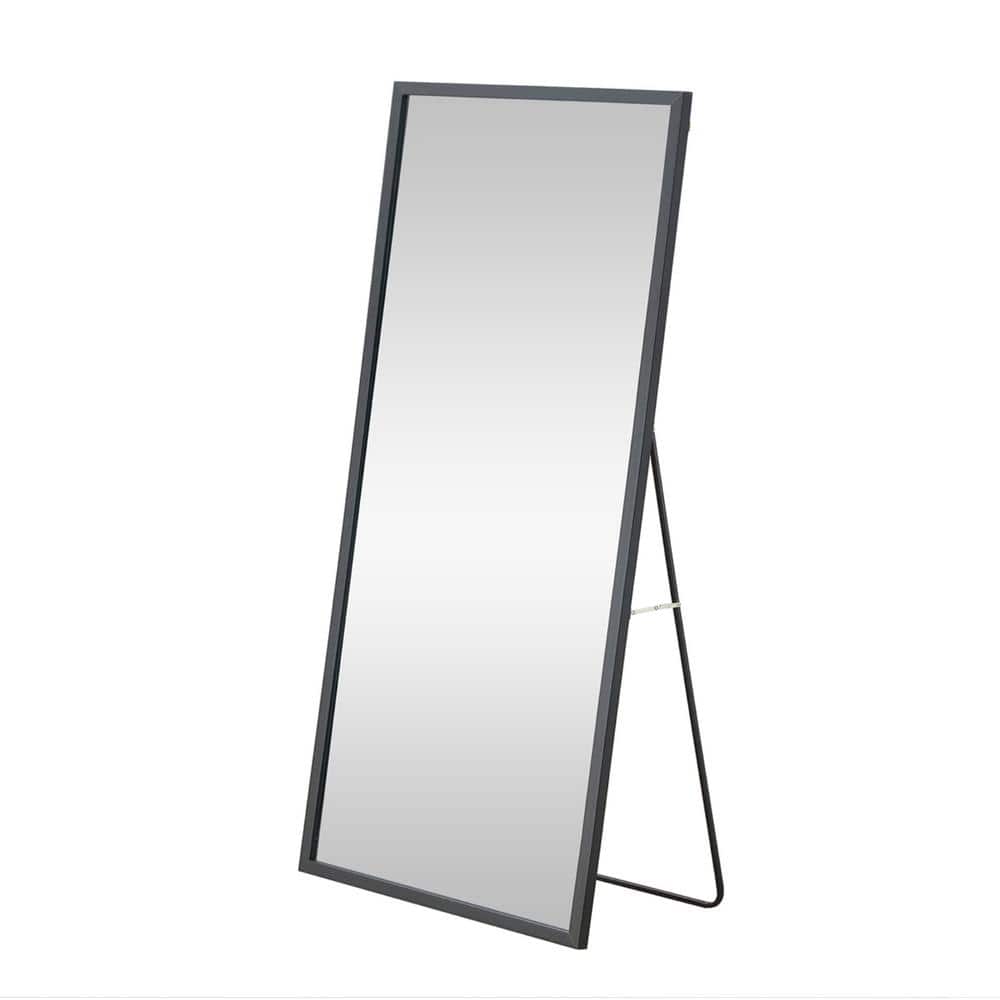Black 31.4 in. W x 71 in. H Rectangle Wood Full Length Mirror, Floor standi