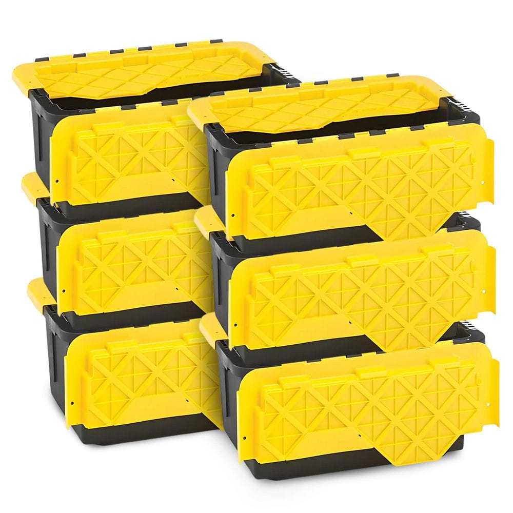 HOMZ Durabilt ガレージボックス　66サイズ HOMZ Durabilt 15 Gal. Tough Flip Lid Storage Tote in Black/Yellow